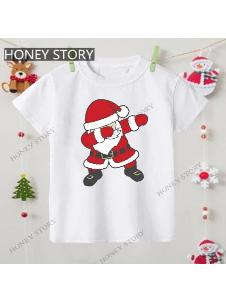 Merry Christmas T Shirt Christmas Christmas Snowman Pattern Children's Boys and Girls Short-sleeved T-shirt