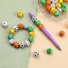 20pcs 16mm Round Wooden Painted Beads Basketball Shaped Loose Beads for Jewelry Making Hair DIY Craft Handmade Decor