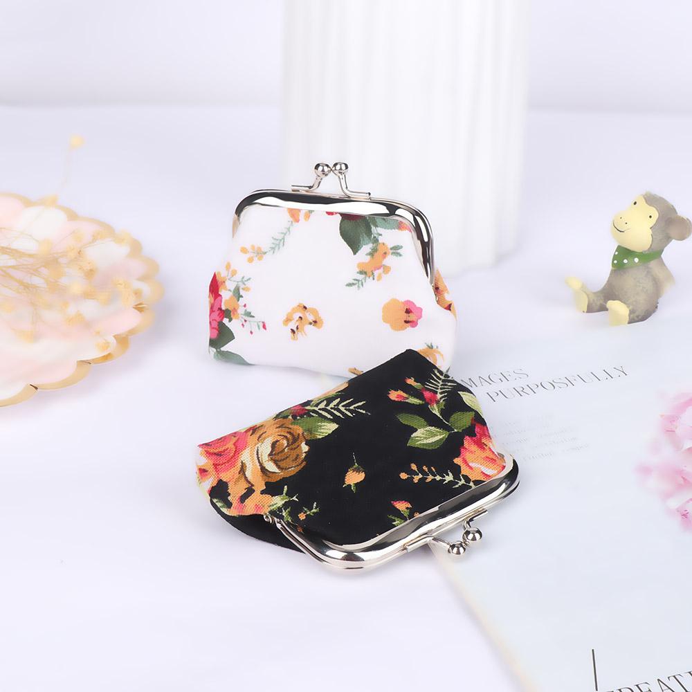 Women Floral Mini Hasp Retro Clutch Bag Small Wallet Credit Card Holder Coin Purse