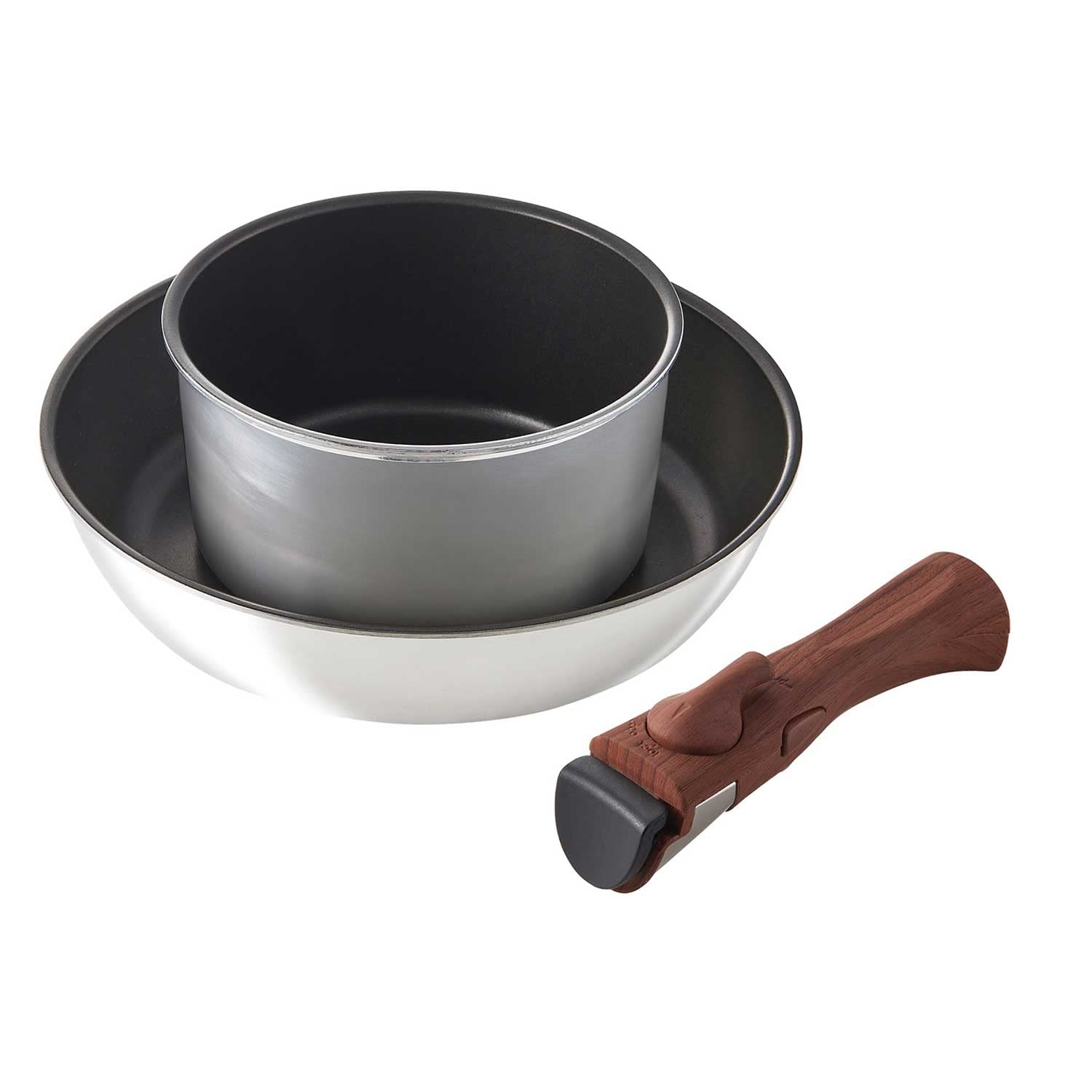 

Bestco IH Frying Detachable Phyllite Pan, Pot, Handle, 3-Piece Set, Mirror, ND-5631,