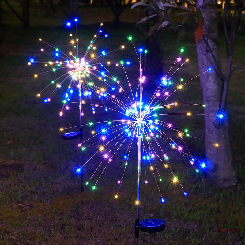 Solar Firework Lights Outdoor Waterproof Lights Camping Ambient String Lights Solar Ground Plug Firework Lights String Lights