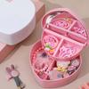 Jewelry Organizer Heart Shape Makeup Box with Mirror Cosmetic Storage Container for Earrings Rings Necklaces Display