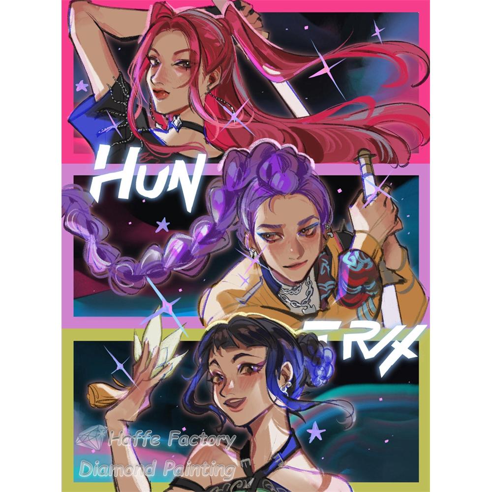 Kpop Łowcy Demonów Anime Malowanie Diamentowe 5d DIY Rumi Mira Zoey Kreskówkowa Dziewczyna Wzór Haftu Krzyżykowego Mozaika Dekoracja Domu