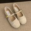 French suede Mary Jane shoes women's 2025 summer new retro soft sole with skirt round head flat bottom one pedal single shoes
