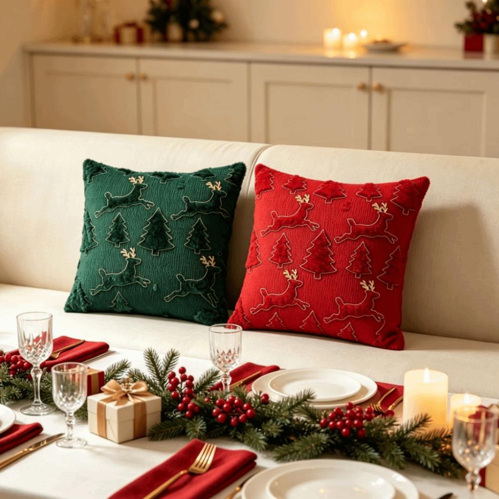 Soft Throw Pillow Cover Xmas Tree Decorative Cushion Cover Plush Cushion Cover Home Decor