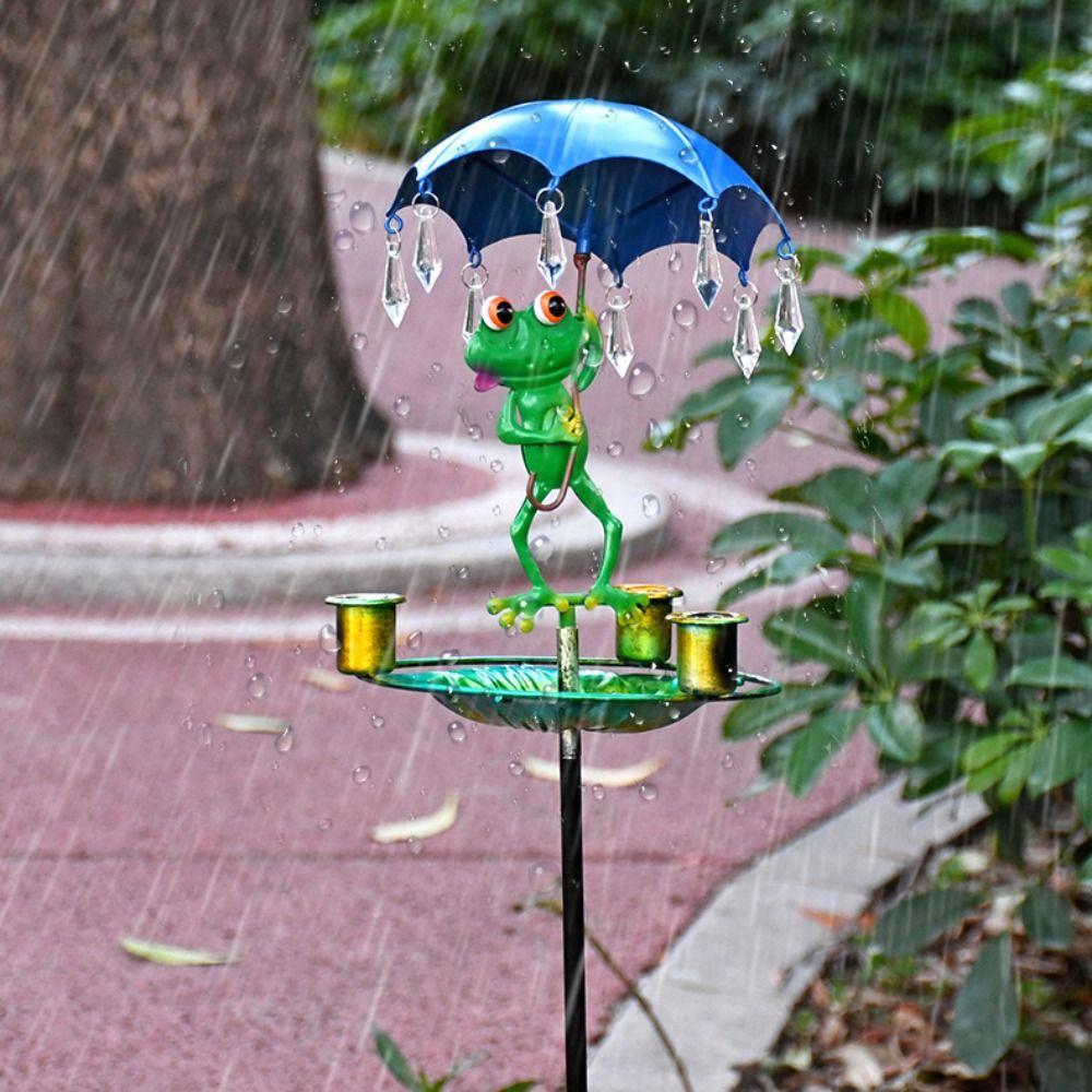 Cute Frog Shaped Bird Feeder Iron Bird Feeding Dish Garden Decoration Bird Water Bowl  Parrot