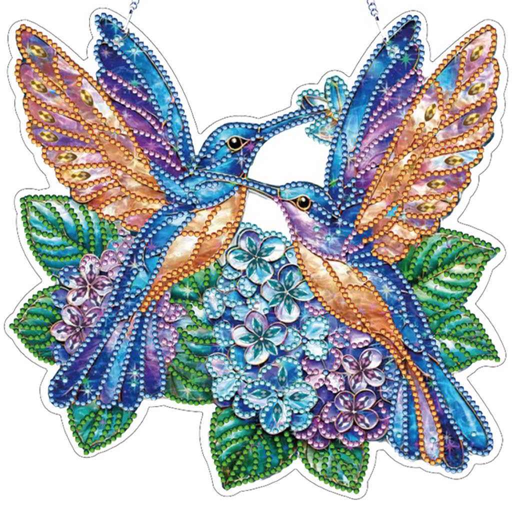 Blume DIY 2D Flache Acryl Diamantmalerei Ornamente Doppelseitiger Diamant 24cm Diamantkunst Anhänger für Erwachsene Fenster Wanddeko