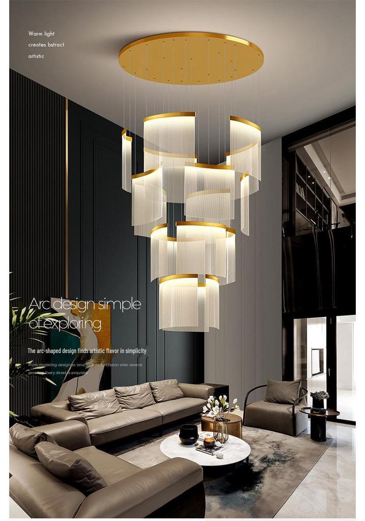 Duplex Large Modern Chandelier for Luxury Villa, Creative Living Room, Hotel Lobby, Sales Office, Loft, and Staircase.