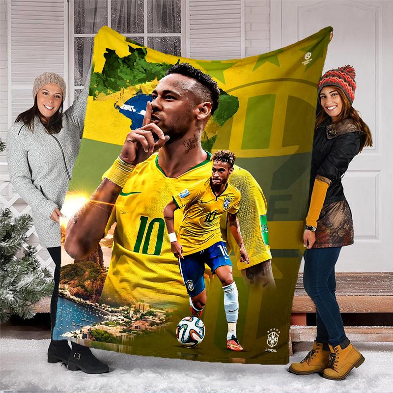 1pc Neymar1 Theme Blanket - Digital Print, Polyester, Cozy for All Seasons, Perfect for Outdoor, and Travel
