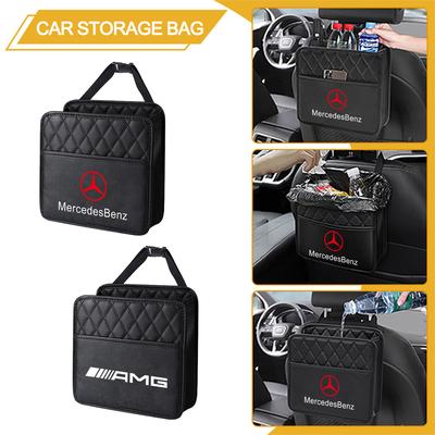 Car Emblem Styling Leather Storage Bag Auto Seat Hanging Organizer Accessories For Mercedes Benz AMG W211 W203 GLC GLA GLK Smart BA1 QQ32