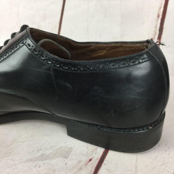 80s Vintage Rare LOTTO CONCEPT All Leather Punch Cap Toe 46 28.5-29.5 Black Dress Shoes Business(USED)