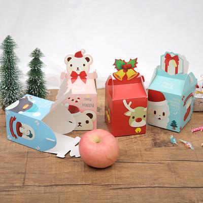 10 Pieces/Set Christmas Themed Patterns Gift Packaging Box Cartoon Christmas Eve Apple Packaging Box Paper Snacks Biscuits Box