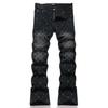 Jeans Denim da Uomo alla Moda Streetwear Neri Elasticizzati Slim-fit 3900