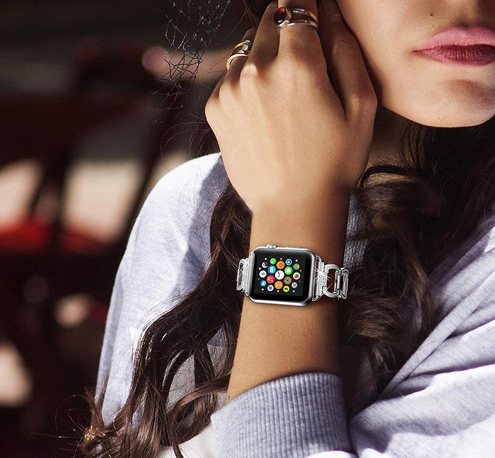 Luxury Metal Diamond Bracelet for Apple Watch Band 49 44 41 42mm for Iwatch 8 7 SE 6 5 4 3 38 45 40mm Stainless Steel Strap Smartwatch Accessories