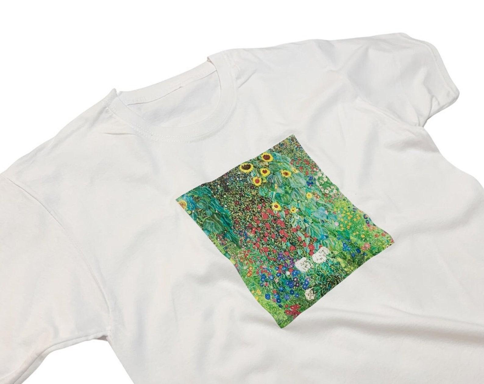 Gustav Klimt T-Shirt Flower Garden Bright Floral Vintage Art Print Top 2XL