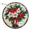 Holiday Hanging Art for Windows Christmas Acrylic Window Decor, 2D Holographic Stained Glass Double Sided Festive Ornament with Metal Chain,