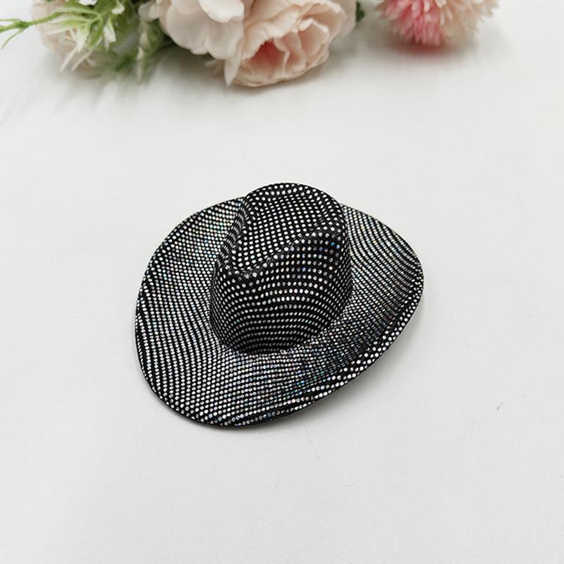 Holographic Neon Glitter Mini Cowboy Hat Western Theme Party Decoration Shiny Prop for Birthday Festival Events
