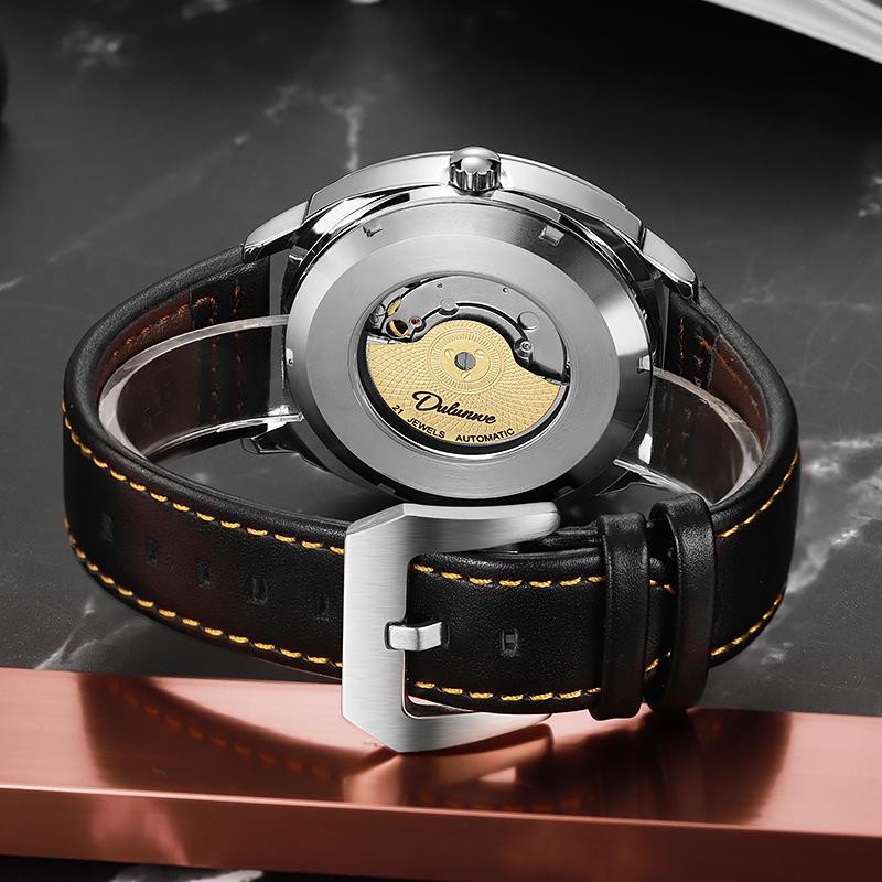 Men's Watches Classic Original Automatic Mechanical Watch for Man Leather Strap Mineral Glass Waterproof Luminous Date