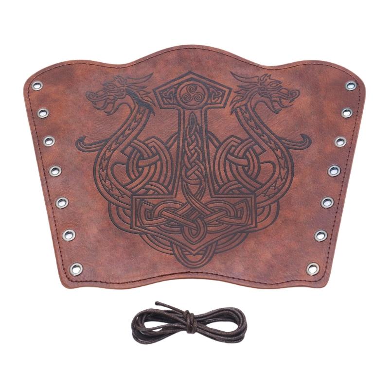 Historical Arm Guard Cosplay Arm Gauntlets Vintage Armband Knight Arm Guard Festival Costume PU Leather Arm Bracers