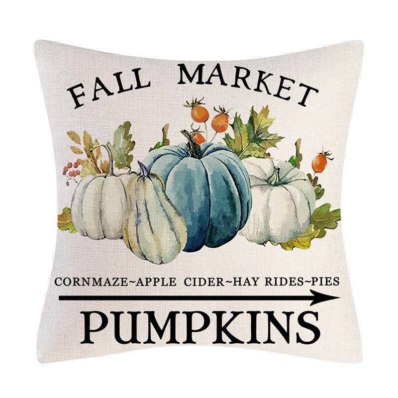 Autumn Theme Thanksgiving Pillow Case Home Decor Pumpkin Truck Farm Pillow Cushion Case