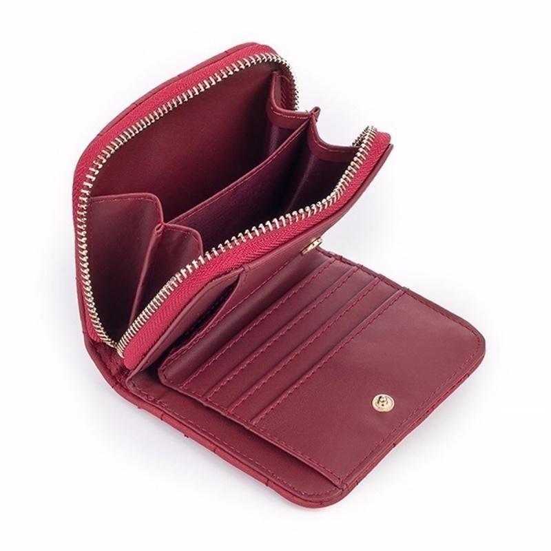 Women Short Wallets PU Leather Female Purse Plaid Cardholder Wallet Fashion Small Women Zipper Wallet With Purse