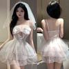 Sexy White Wedding Dress Bride Roleplay Costume Women Sexy Lingerie  See-Through Cosplay Clothes Erotic Pajama Sex Married Set