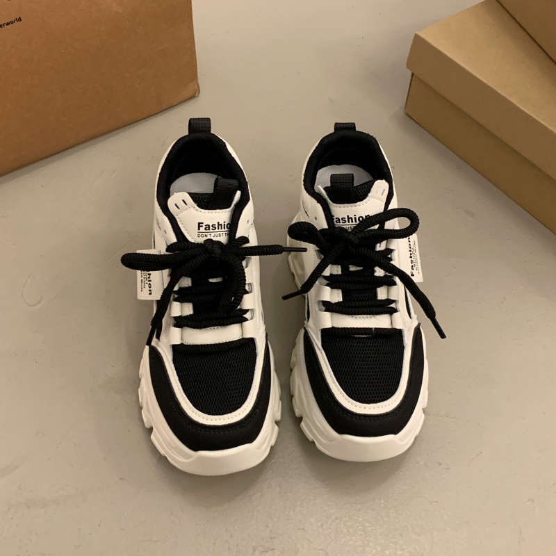 Women's Shoes New Summer Mesh Breathable Thick Sole Inner Height Increase Dad Shoes Small Sports Shoes Versatile