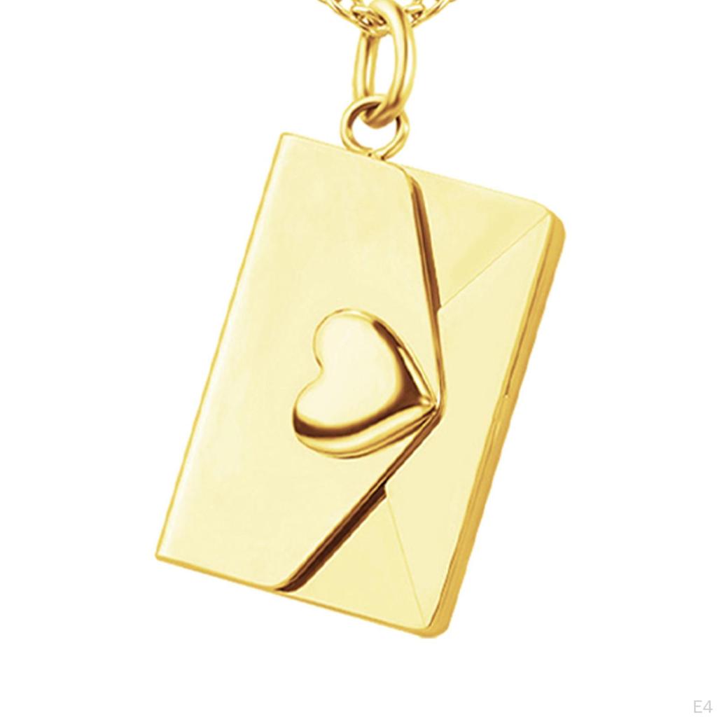 Heart Love Envelope Necklace Pendant Stainless Steel Valentine's Day Gifts Jewelry Chain for Mom Her