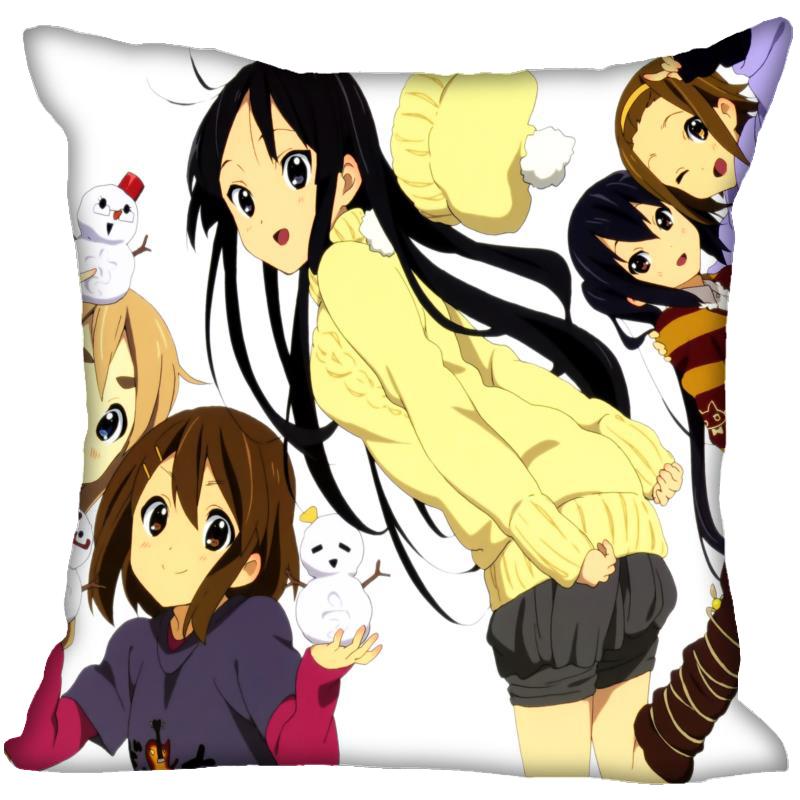 New Arrival K-ON! Anime Girl Pillow Case For Home Decorative Pillows Cover Square Zippered Satin Fabric PillowCases 40X40,45X45