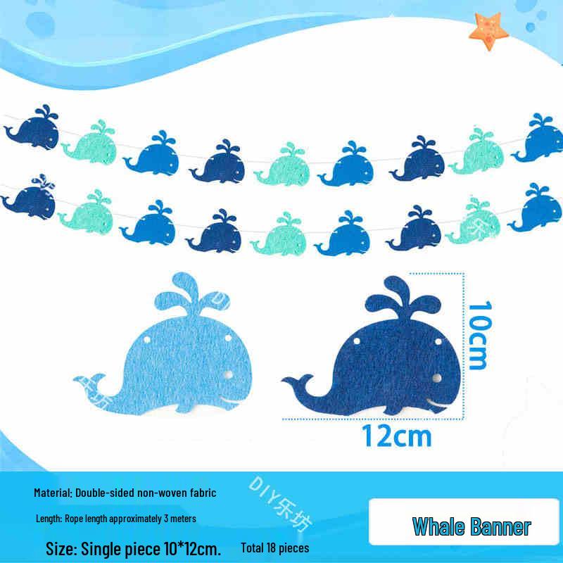 Blue Ocean Sky Tassel Ribbon Flag - Western Summer Theme Crepe Decoration