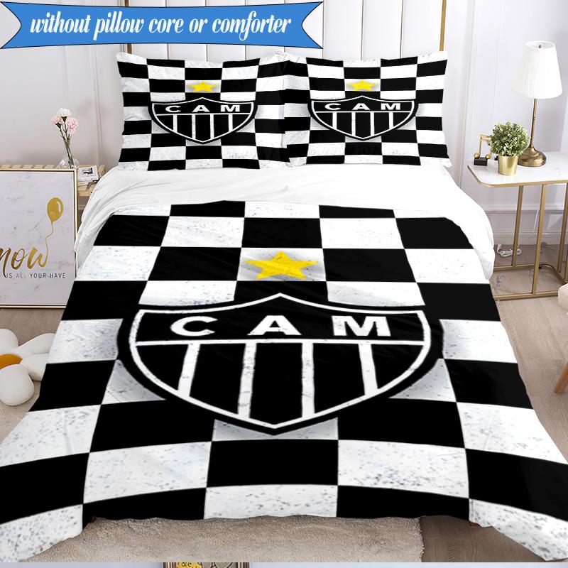 3PCS Clube Atlético Mineiro With Shield Soft Bedding Set,Including 1pc Duvet Cover And 2pcs Pillowcases Perfect for Bedroom, Dormitory, Fan gift