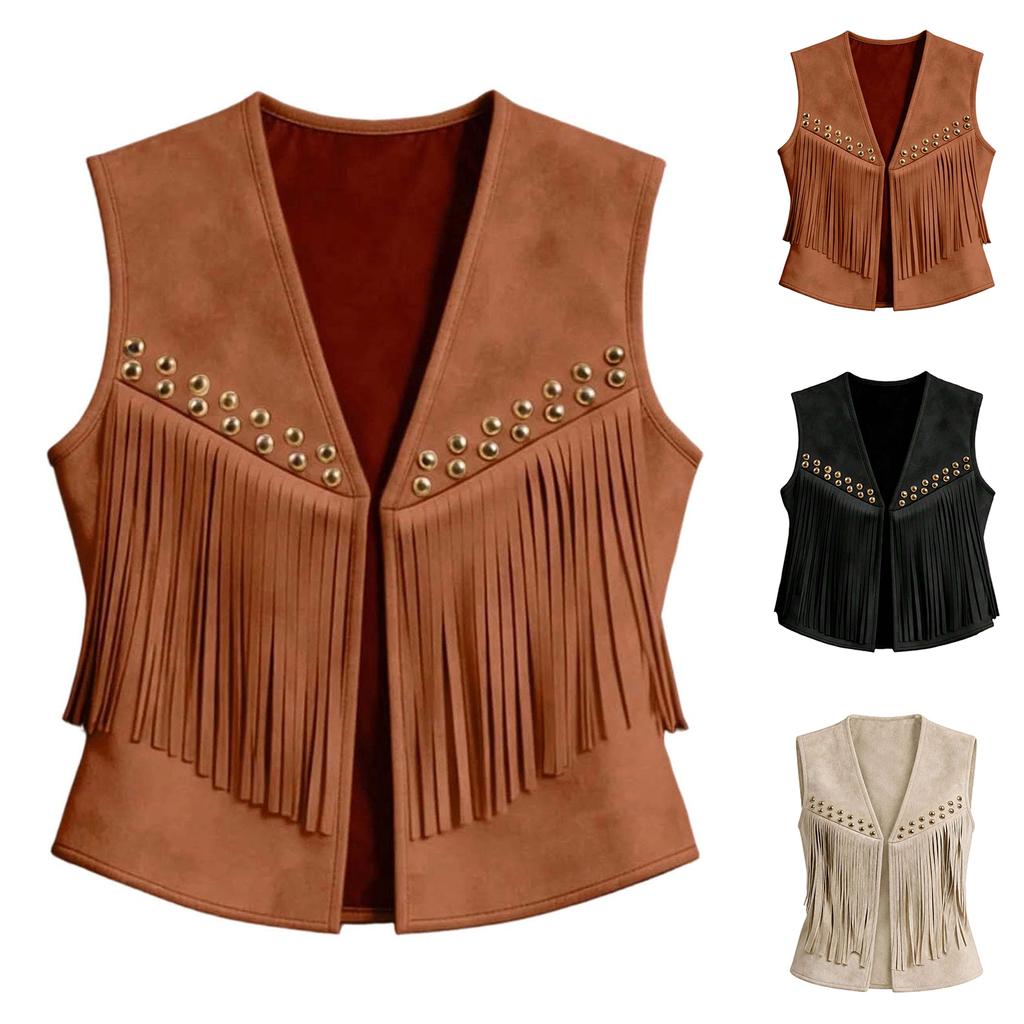 Women's Sleeveless Vest – Casual V-Neck with and Studs