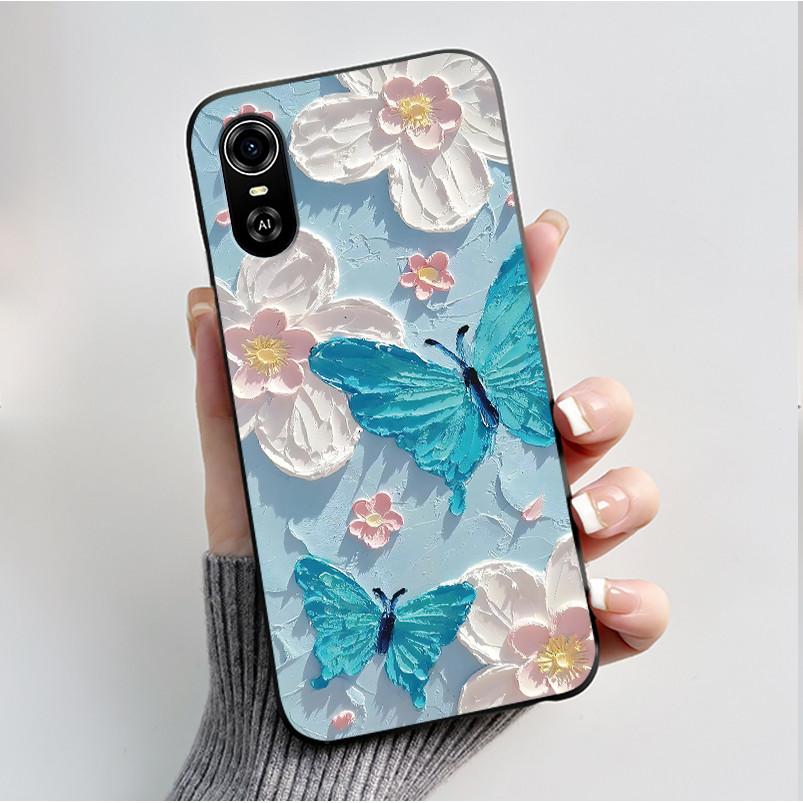 For ZTE Blade A33S Phone Cases Soft Silicone Back Cover For ZTE Blade A 33 S Case Fashion Flower Black TPU Shell Coque A33S Capa