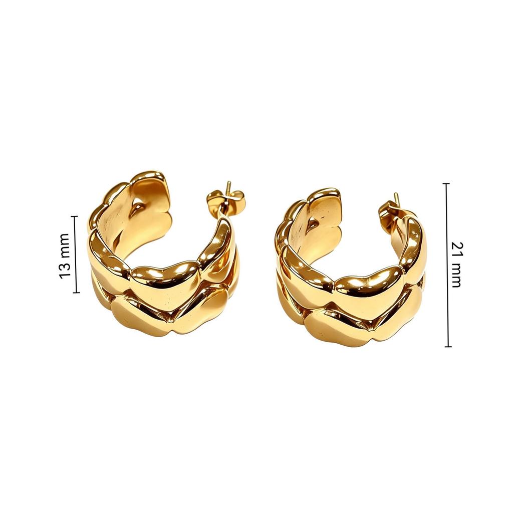 Chic C-Shaped Stainless Steel Hoop Earrings - European & American Style