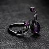 Purple Diamond Open Ring: European & American Dark Retro Punk Style for Women.