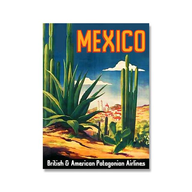 Nordic Vintage Travel Cities Poster Greece Mexico Rome Peru Libia Italy Landscape Art Canvas Painting Wall Pictures Home Decor