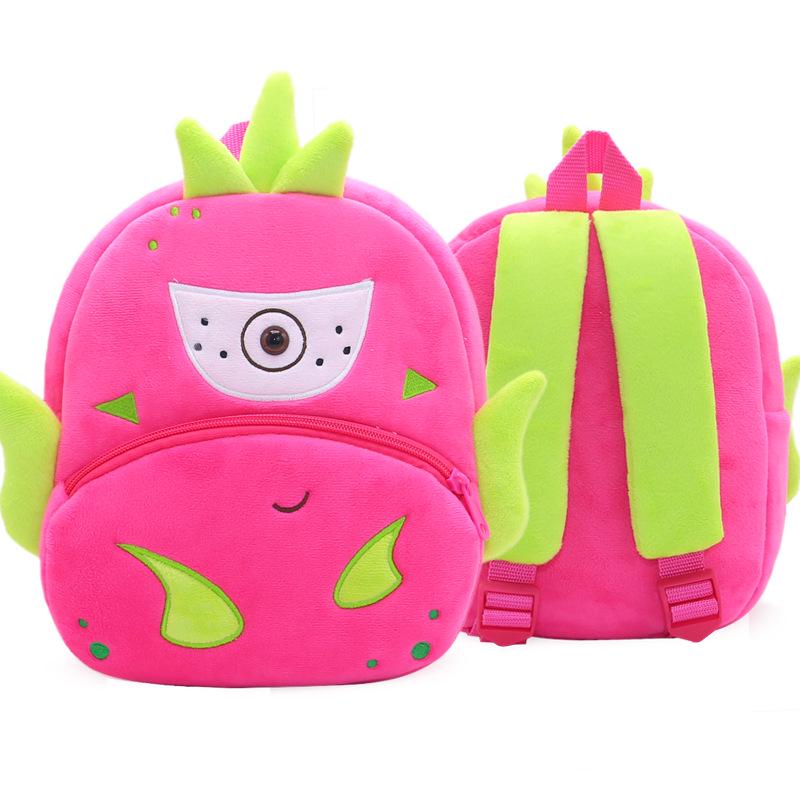Adorable Cartoon Fruit Backpack for Kids Aged 2-4: Soft Plush Double Shoulder Design