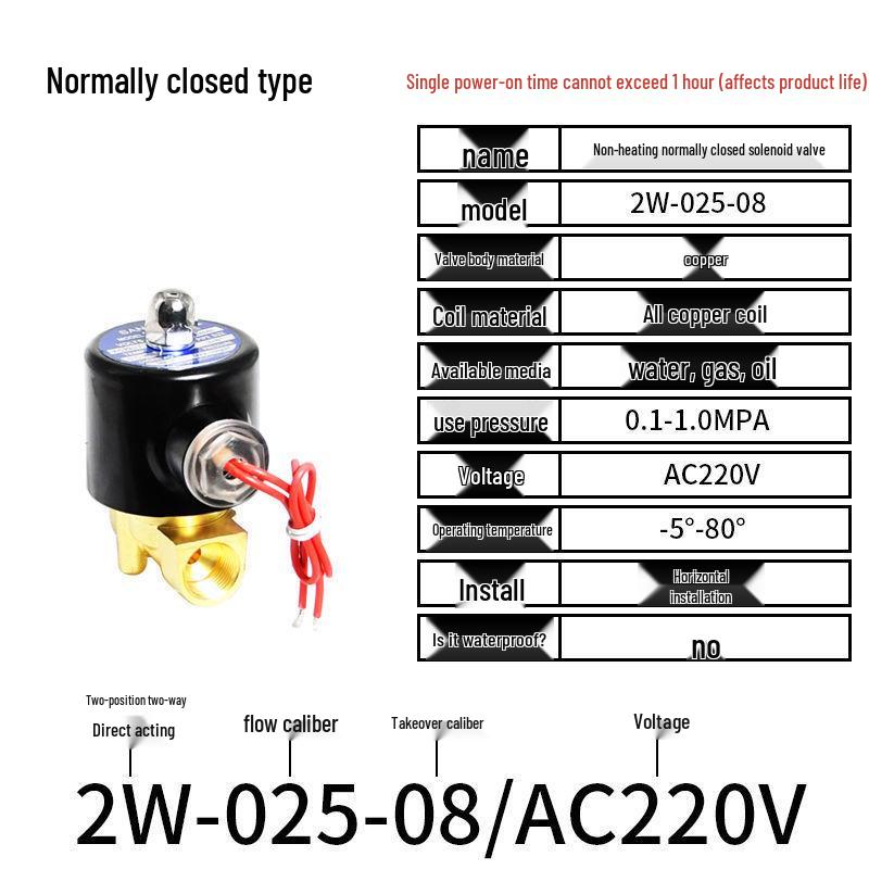 Válvula Solenoide Eléctrica - 1 Pulgada, 4 Puntos, Normalmente Cerrada, 12V/24V/220V Control de Agua y Drenaje