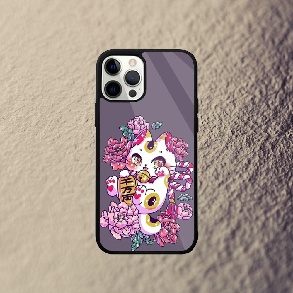 Maneki Neko Lucky Money Cat Phone Case For iPhone 15,14,13,12,11,Plus,Pro,Max Mini Magsafe Magnetic Wireless Charging