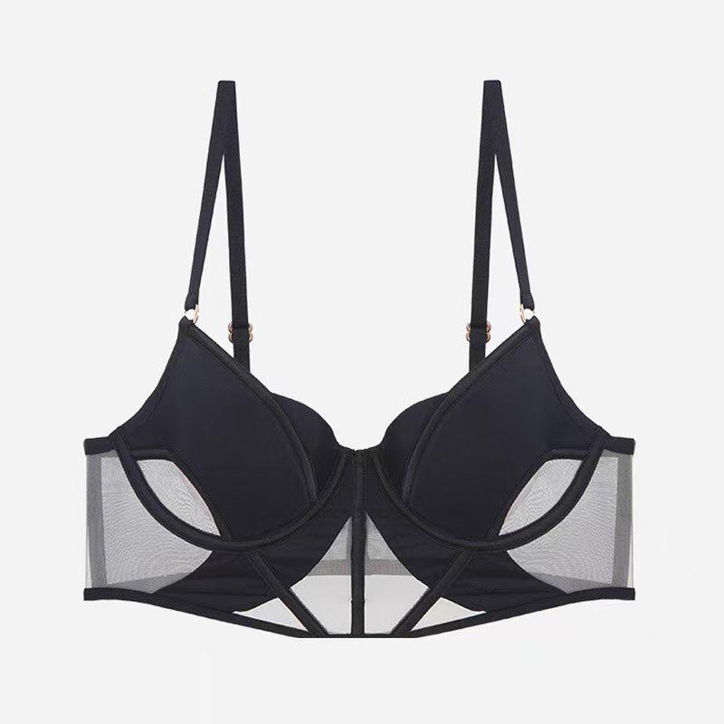 Трансграничный шик: Французский кружевной набор нижнего белья  Рыбья кость  - Бюстгальтер против провисания, стройнящий, для повышенного комфорта Extra Large