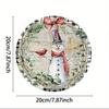 Snowman Wreath Metal Round Sign Rustic Iron Wall Art Plaid Border Christmas Door Decor