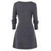 Plus Size Women  Long Sleeve Solid Botton Pachwork Asymmetric Tops Sweater