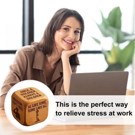 1/2/3Pcs Work Dice Wooden Pray Tribute To Soldiers Dice Six Savage Sayings Goodbye To Work Stress Dice Desk Accessory Coworkers Gag Gifts