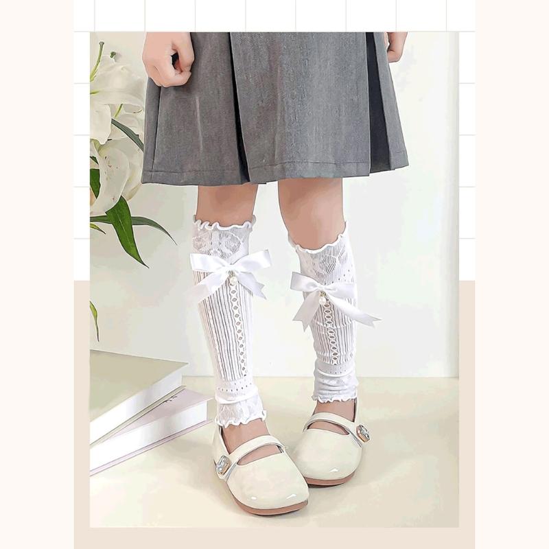 Bowknot Boot Socks Leg Warmers for Teen Girls Long Leg Cover Cute Knee Stockings Child Socks Ankle Heap Sock Breathable