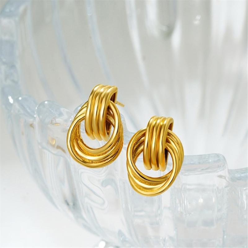 Boucles d'oreilles Clous Élégantes Bijoux de Fête Texture Acier Inoxydable Parfaites pour Rehausser l'Élégance pour le Bureau ou une Soirée