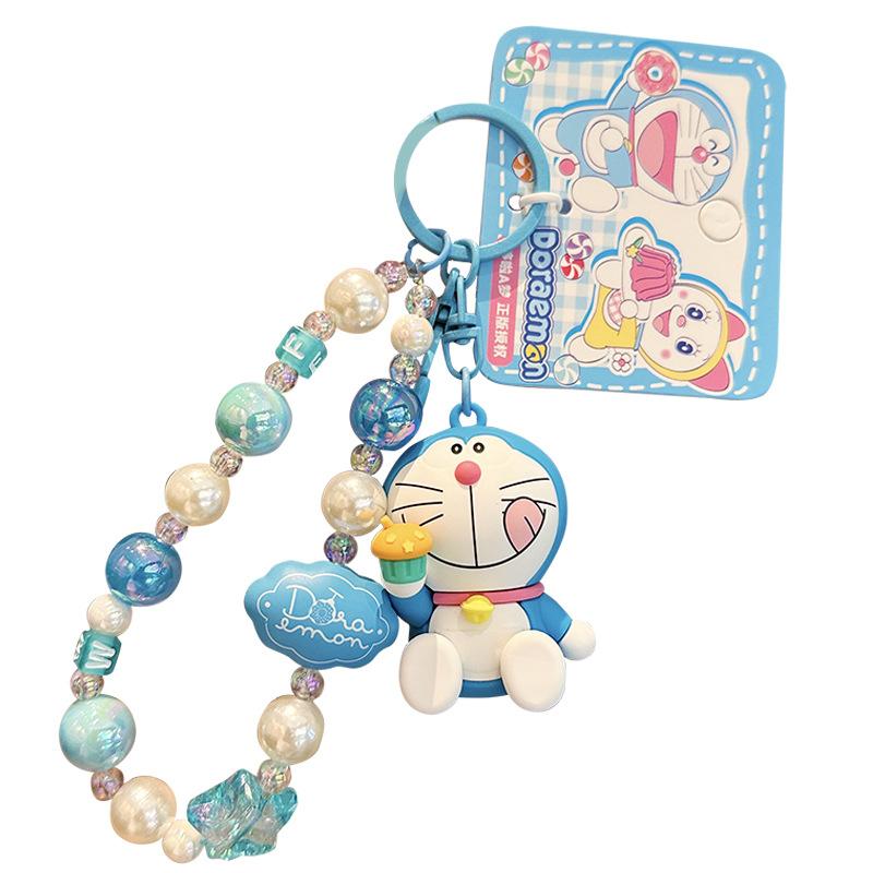 Doraemon Keychain String Beaded Cartoon Girl Exquisite Bag Pendant Cute Trinket