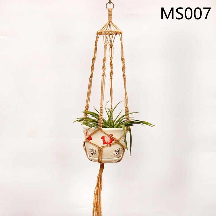 Flower Pot Hemp Rope Hanging Net Straw Macrame Plant Hanger Flower Pot Garden Holder Legs Hanging Rope Basket Balcony Decor