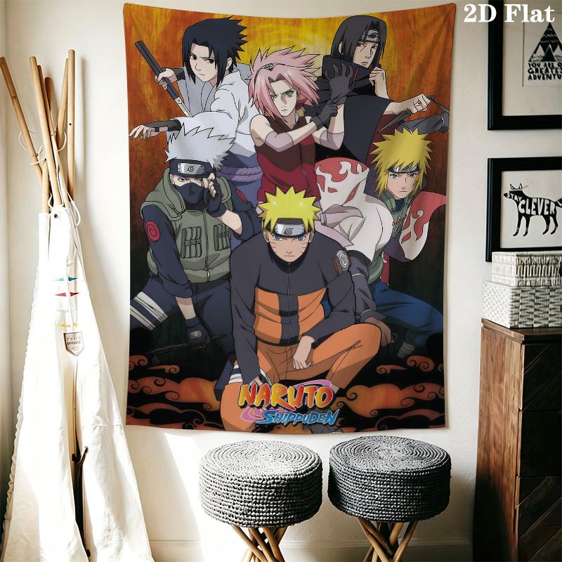 Naruto Team Adventure Wall Tapestry Aesthetic Wall Hanging Printed Fabric Blanket Decorative Tapestries For Bedroom Living Room Home Decor