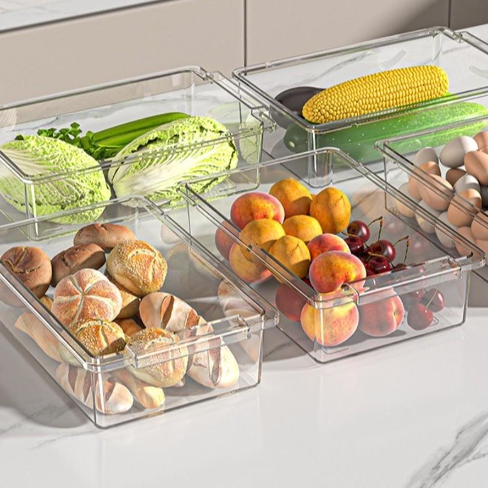Sliding Kitchen Storage Box Stackable Fruit Preservation Organizer  Kitchen