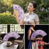 Chinese Style Silk Folding Fan Handmade Butterfly Pattern Handheld Fan with Tassel Cooling Retro Bamboo Fan Dance Performance